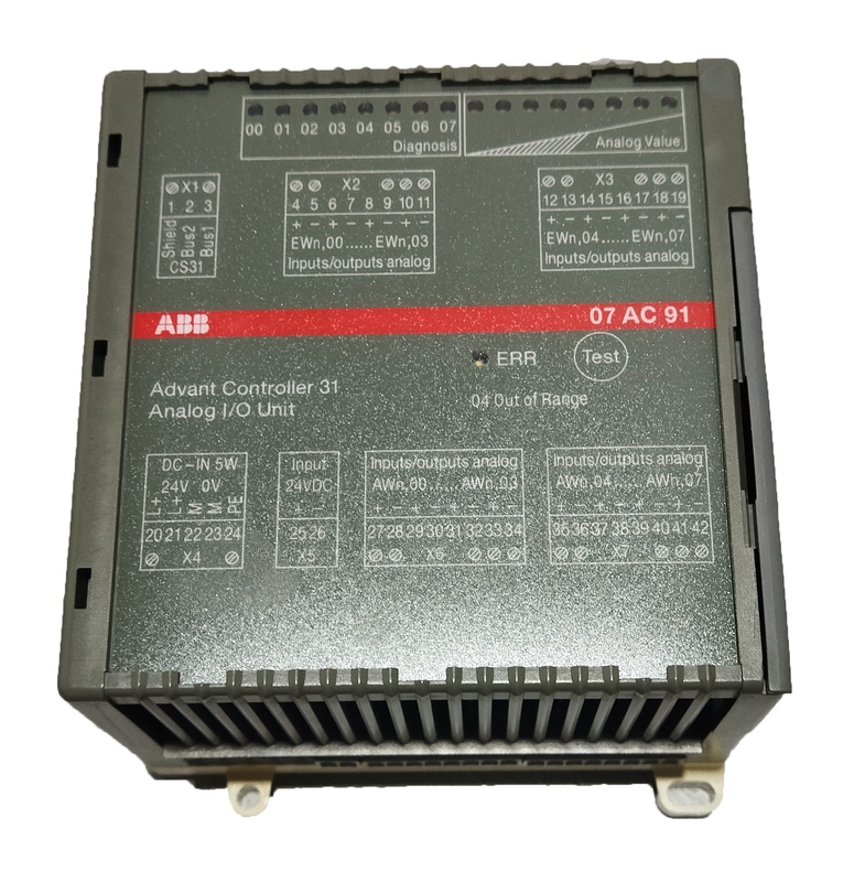 07AC91 GJR5252300R0101 ABB AC31 অ্যানালগ I/O মডিউল 8AC 24VDC AC U/I 12bit+Sign
